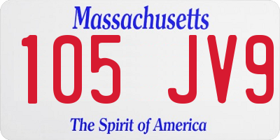 MA license plate 105JV9