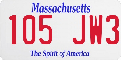 MA license plate 105JW3