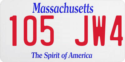 MA license plate 105JW4