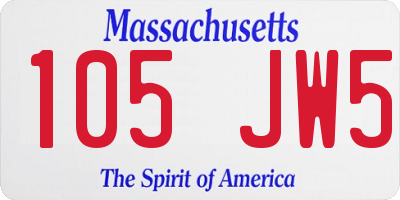 MA license plate 105JW5