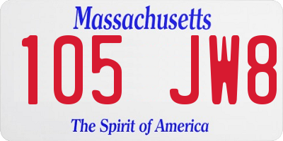 MA license plate 105JW8