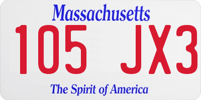 MA license plate 105JX3