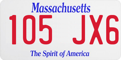 MA license plate 105JX6