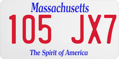 MA license plate 105JX7