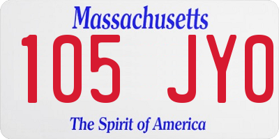 MA license plate 105JY0