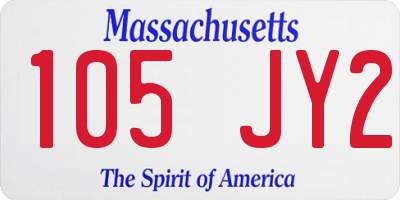 MA license plate 105JY2