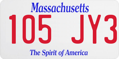 MA license plate 105JY3