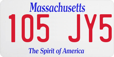 MA license plate 105JY5