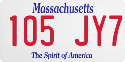 MA license plate 105JY7