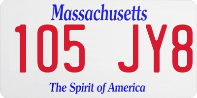 MA license plate 105JY8