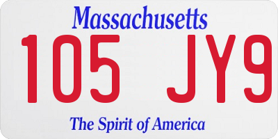 MA license plate 105JY9