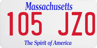 MA license plate 105JZ0