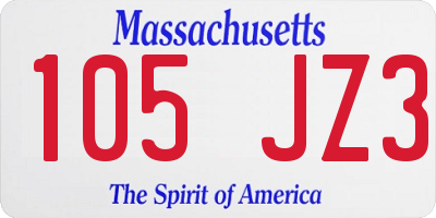 MA license plate 105JZ3