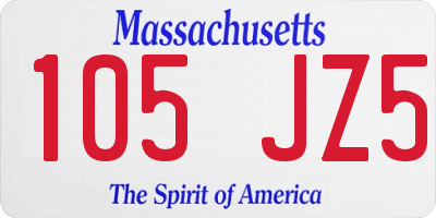 MA license plate 105JZ5