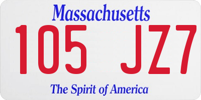 MA license plate 105JZ7