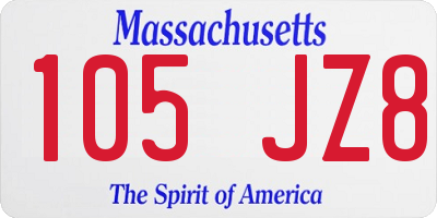 MA license plate 105JZ8