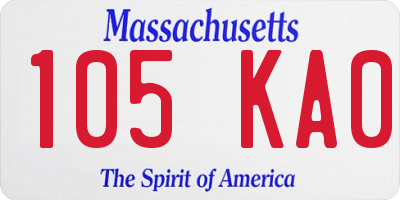 MA license plate 105KA0