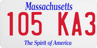 MA license plate 105KA3
