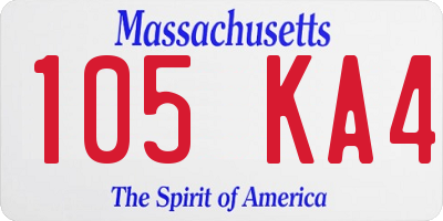 MA license plate 105KA4