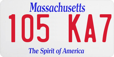 MA license plate 105KA7