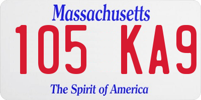 MA license plate 105KA9