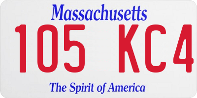 MA license plate 105KC4