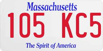 MA license plate 105KC5