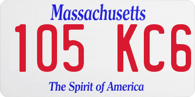 MA license plate 105KC6