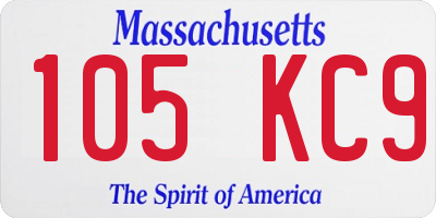 MA license plate 105KC9