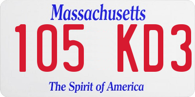 MA license plate 105KD3