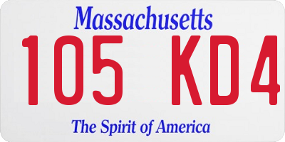 MA license plate 105KD4