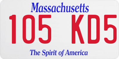 MA license plate 105KD5