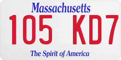 MA license plate 105KD7