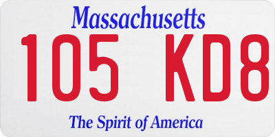 MA license plate 105KD8