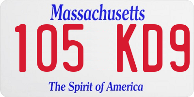 MA license plate 105KD9