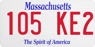 MA license plate 105KE2