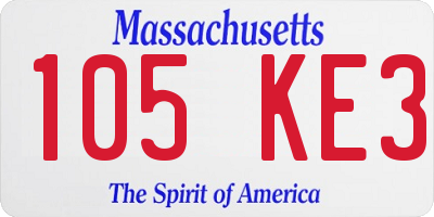 MA license plate 105KE3