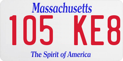 MA license plate 105KE8