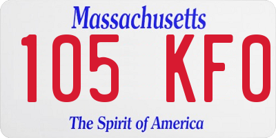 MA license plate 105KF0