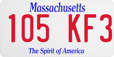 MA license plate 105KF3