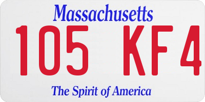 MA license plate 105KF4