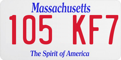 MA license plate 105KF7