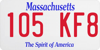 MA license plate 105KF8