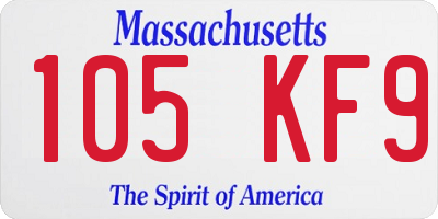 MA license plate 105KF9