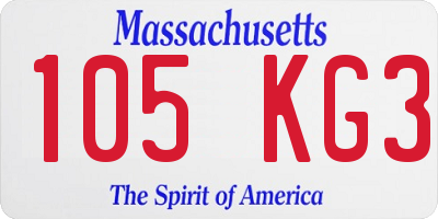 MA license plate 105KG3