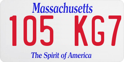 MA license plate 105KG7