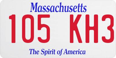 MA license plate 105KH3