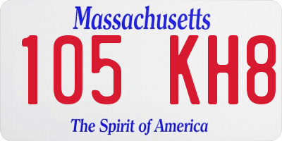 MA license plate 105KH8