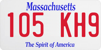 MA license plate 105KH9