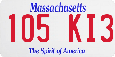 MA license plate 105KI3